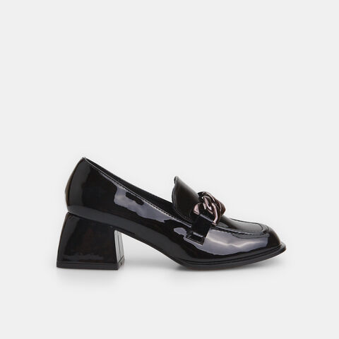 Mocasín de mujer con tacón mediano, Negro Mocasín de mujer con tacón mediano, Negro